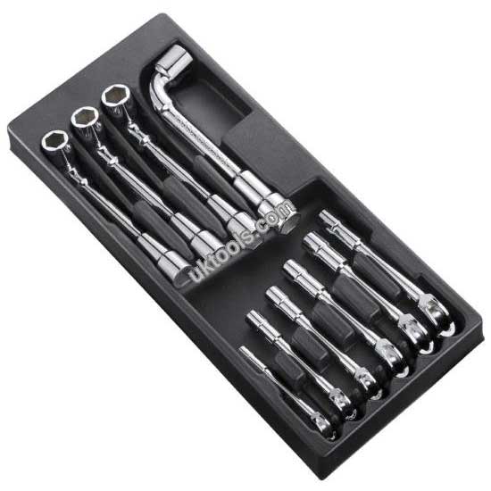 Britool Expert 10pc 6x6pt Angl.Wrench - modul tray