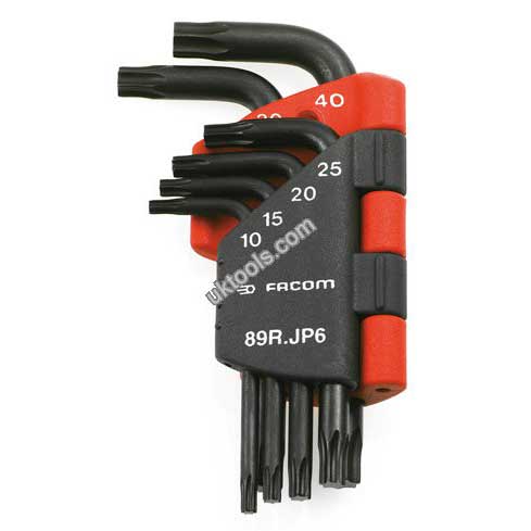 Facom 89R.JP6 6-Piece TamperProof Torx Set, Supplied in a Plastic Clip, T10-T40