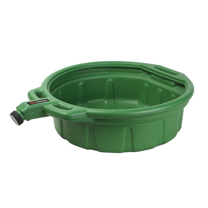 Groz Oil Drain Pan Green 16Ltr Anti Splash Lip
