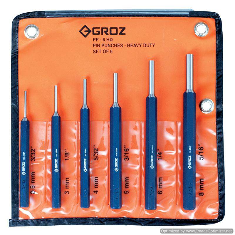 Groz GRPP6 6pc Pin Punch Set