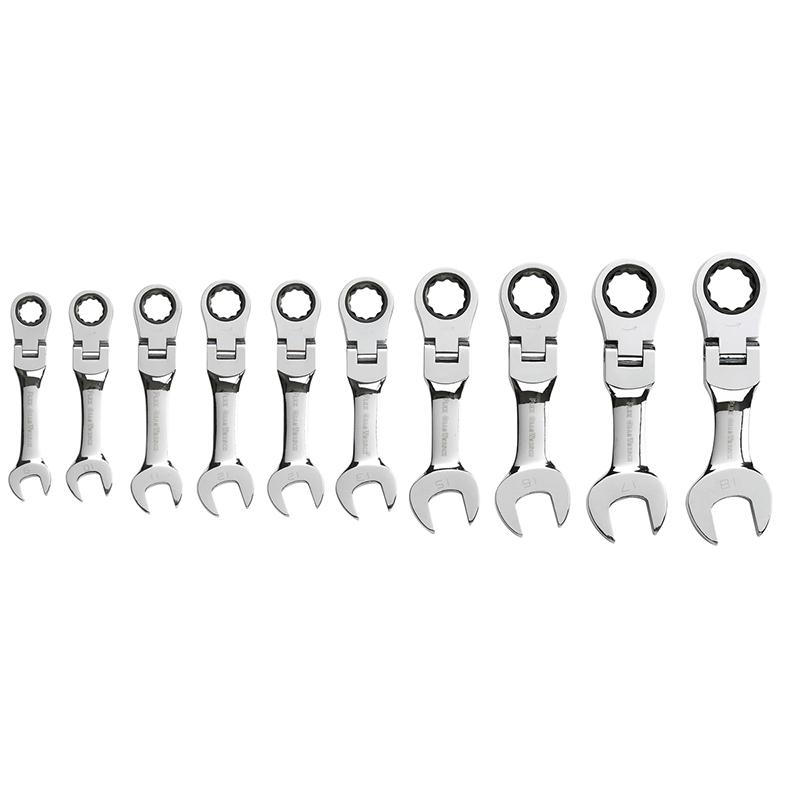Gearwrench 10pc Stubby Flex.Ratch Wrench Set Metric 10-19mm