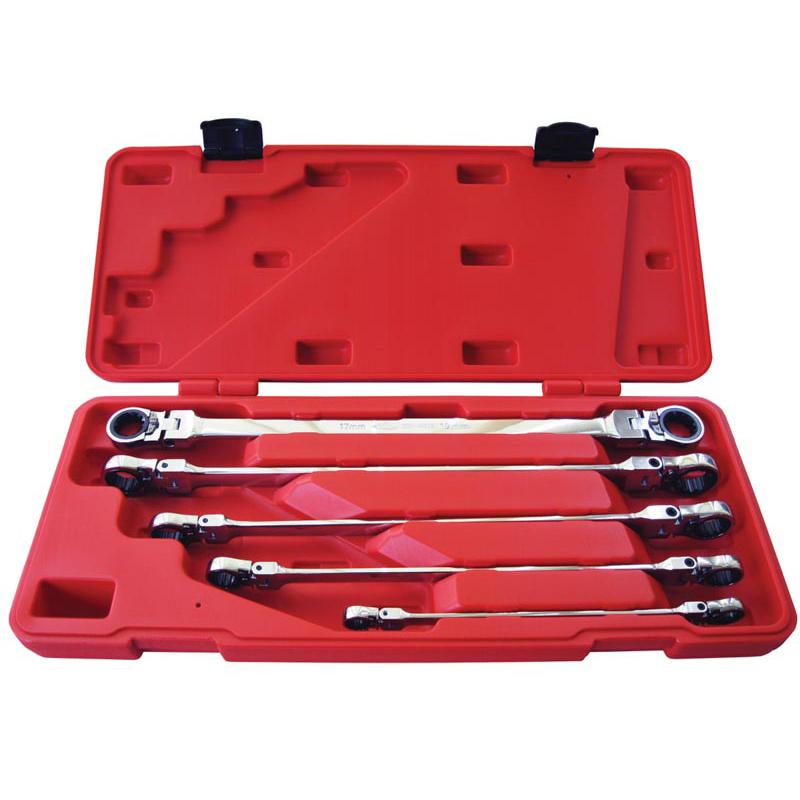 K-Tool 5pc Ratcheting Spanner Set Box/Flex Metric