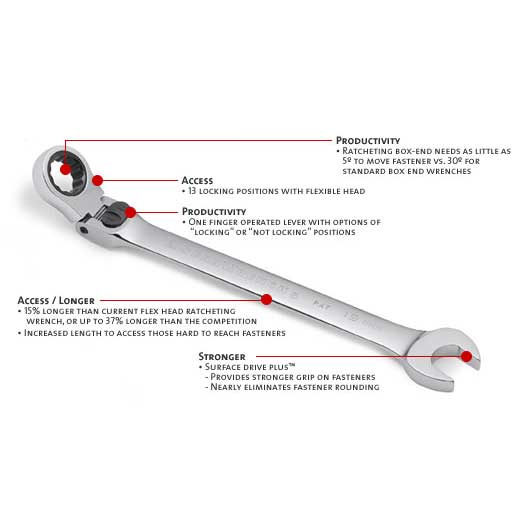 8mm 12 Point XL Locking Flex Head Ratcheting Combination Wrench