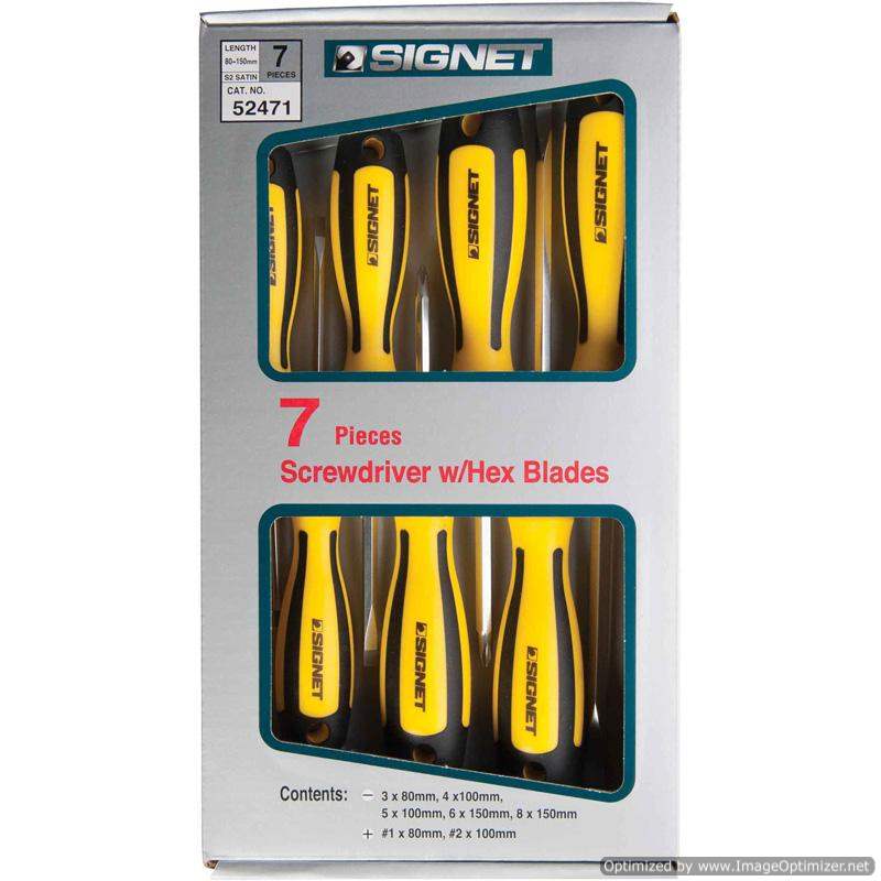 Signet 7pc Flat/Phillips Screwdriver Set Yellow/Black