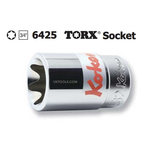 Koken 6425-E20 E20 3/4Drive Chrome E(Torx) Socket