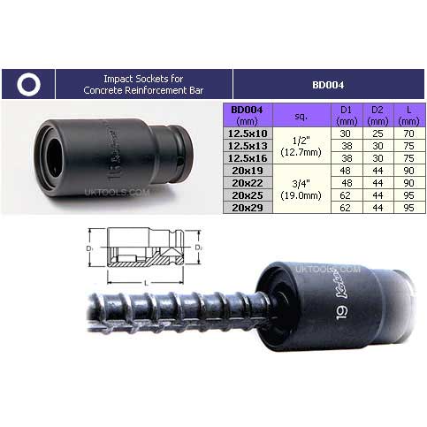 Koken BD004-12.5X13 13mm (12.5x13) Stud Setter for Concrete Reinforcement Bar