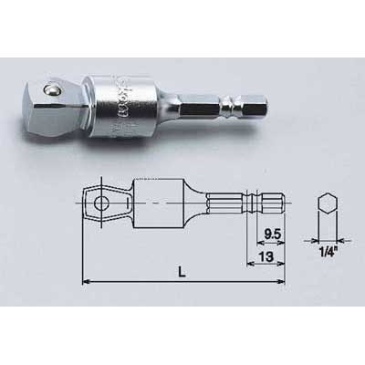 Koken 133W-70 1/4''Hex Drive to 1/2''Drive Wobble Adaptor