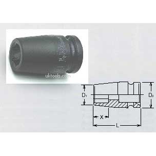 Koken 13400M-18 18mm 3/8''Drive 6-Point 32mm Long Impact Socket