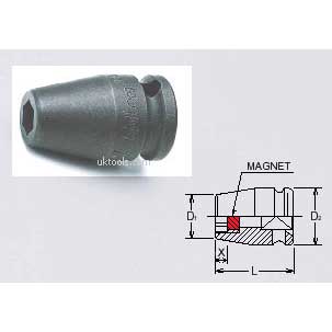 Koken 13400MG-16 16mm 3/8''Dr. 6-pt 38mm Long Magnetic Impact Socket