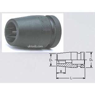 Koken 14425-E16 E16 1/2''Drive Standard E-Torx IMPACT SOCKET