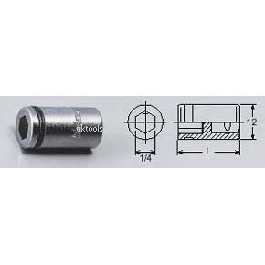 Koken 2137 1/4''Drive X 1/4'' Hex Bit Holder 22.5mm Long