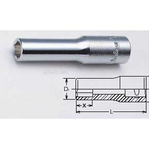 Koken 2300M-4.5 4.5mm 1/4''Drive 6-Point Deep 50mm Long Socket
