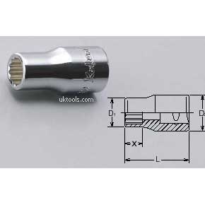 Koken 2405M-3.5 3.5mm 1/4''Drive 12-Point D/Hex 22mm Long Socket