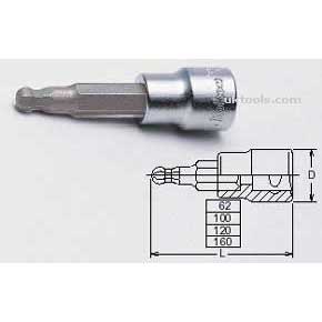Koken 3011M100-3 3mm 3/8Drive Ball Point Hex Bit 100mm L Socket