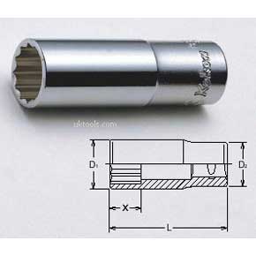 Koken 3305M-11 11mm 3/8'' Dr. 12-pt Deep D/Hex 55mm Long Socket