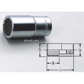 Koken 3305XM-12 12mm 3/8''Dr. 12-pt Semi Deep D/Hex 40mm Long Socket