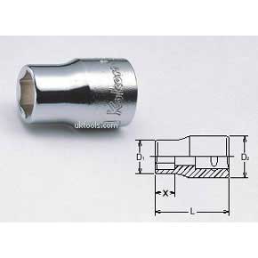 Koken 3400A-19/32 19/32''  3/8''Dr. 6-pt Std 28mm Long Socket