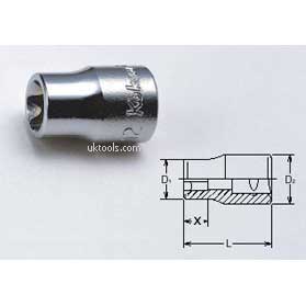 Koken 3425-E10 E10 3/8Dr Female E-Torx 26mm Long Socket (E Type)