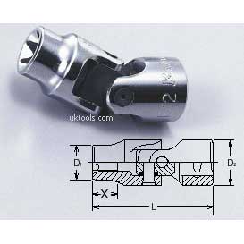 Koken 3440TE-10 E10 3/8''Drive Female E-Torx Universal Joint Socket (E Type)