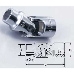 Koken 3445A-7/16 7/16'' (inch) 3/8''Drive 12-point D/Hex Universal Joint Sock