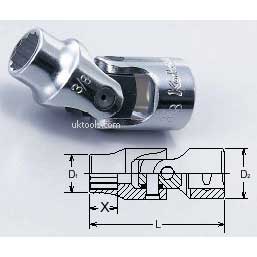 Koken 3445M-21 21mm 3/8''Dr 12-point D/Hex Universal Joint Socket