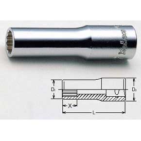 Koken 4305A-1.3/8 1-3/8'' 1/2''Dr. Deep 12pt Chrome Socket