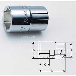 Koken 4401M-25 25mm 1/2''Drive Standard 6point(hex) Chrome Socket