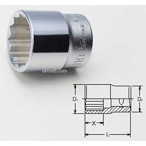 Koken 4405A-5/16 5/16'' 1/2Dr. Std 12pt Chrome Socket