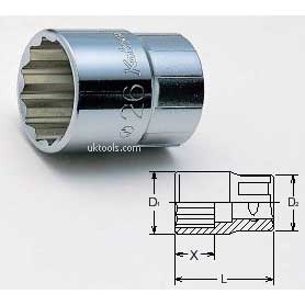 Koken 4406M-24 24mm 1/2Dr Standard 12point(bi-hex) Chrome Socket