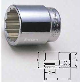 Koken 6405M-18 18mm 3/4Dr Standard 12point(bi-hex) Chrome Socket