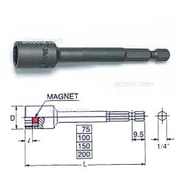 Koken 115.75-8 8mm Nut Setter with Magnet 1/4''Hex Drive 75mm Long