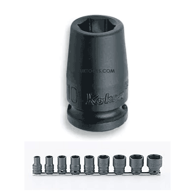 Koken RS13400M/10 10 piece 3/8''.Dr 6-pt 32mm long Impact socket set