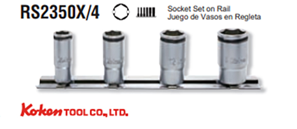 Koken RS2350X 4 1 4 .Dr Semi deep Nut Grip 4pc socket set