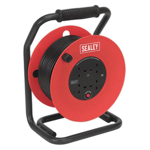 Sealey CR50/1.5 Cable Reel 50mtr 4 x 230V Heavy-Duty Thermal Trip