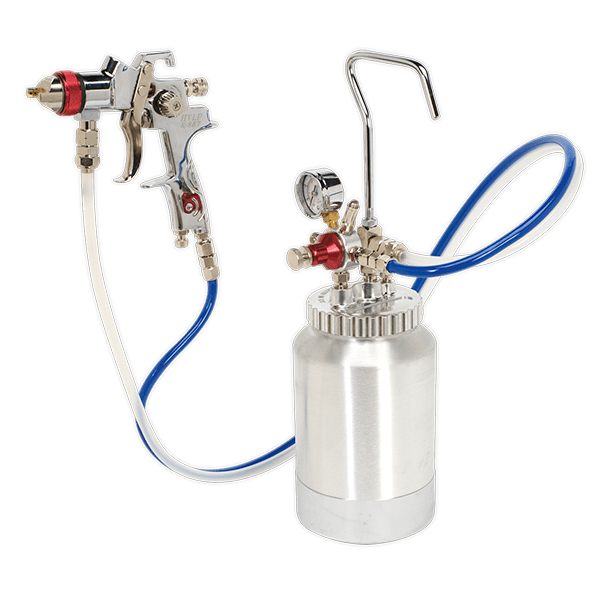 Sealey HVLP-79/P - HVLP Pressure Pot System with Spray Gun & Hoses 1.7mm Set-Up