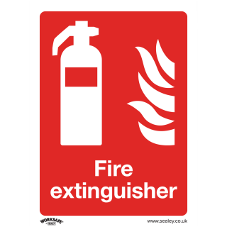 Sealey Prohibition Safety Sign - Fire Extinguisher - Self-Adhesive Vinyl - Pack of 10