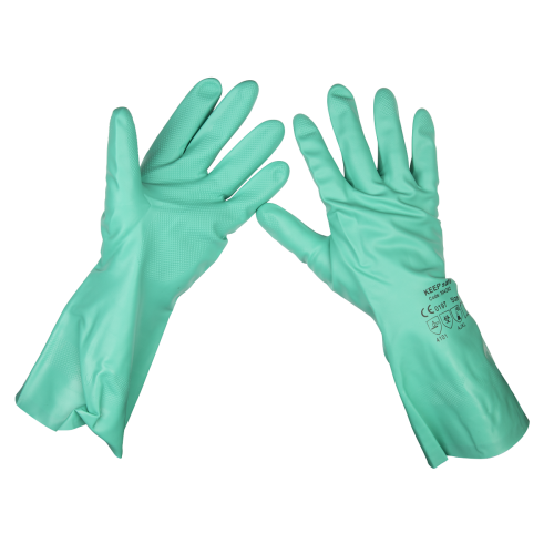 Sealey SSP34 - Nitrile Gauntlets for use with Thinners 355mm Cuffed Pair