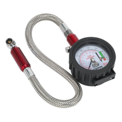 Sealey TSTPDG02 - Tyre Pressure Gauge with Tyre Tread Depth Gauge - Flexi Hose